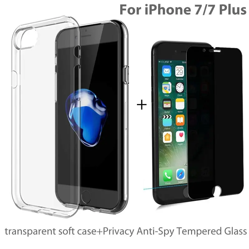 Ultra Thin Soft TPU Transparent Silicone Clear Case Cover+PrivPrivacy Filter Tempered Glass Screen Protector For iPhone 7/7 Plus
Ultra Thin Soft TPU Transparent Silicone Clear Case Cover+PrivPrivacy Filter Tempered Glass Screen Protector For iPhone 7/7 Plus