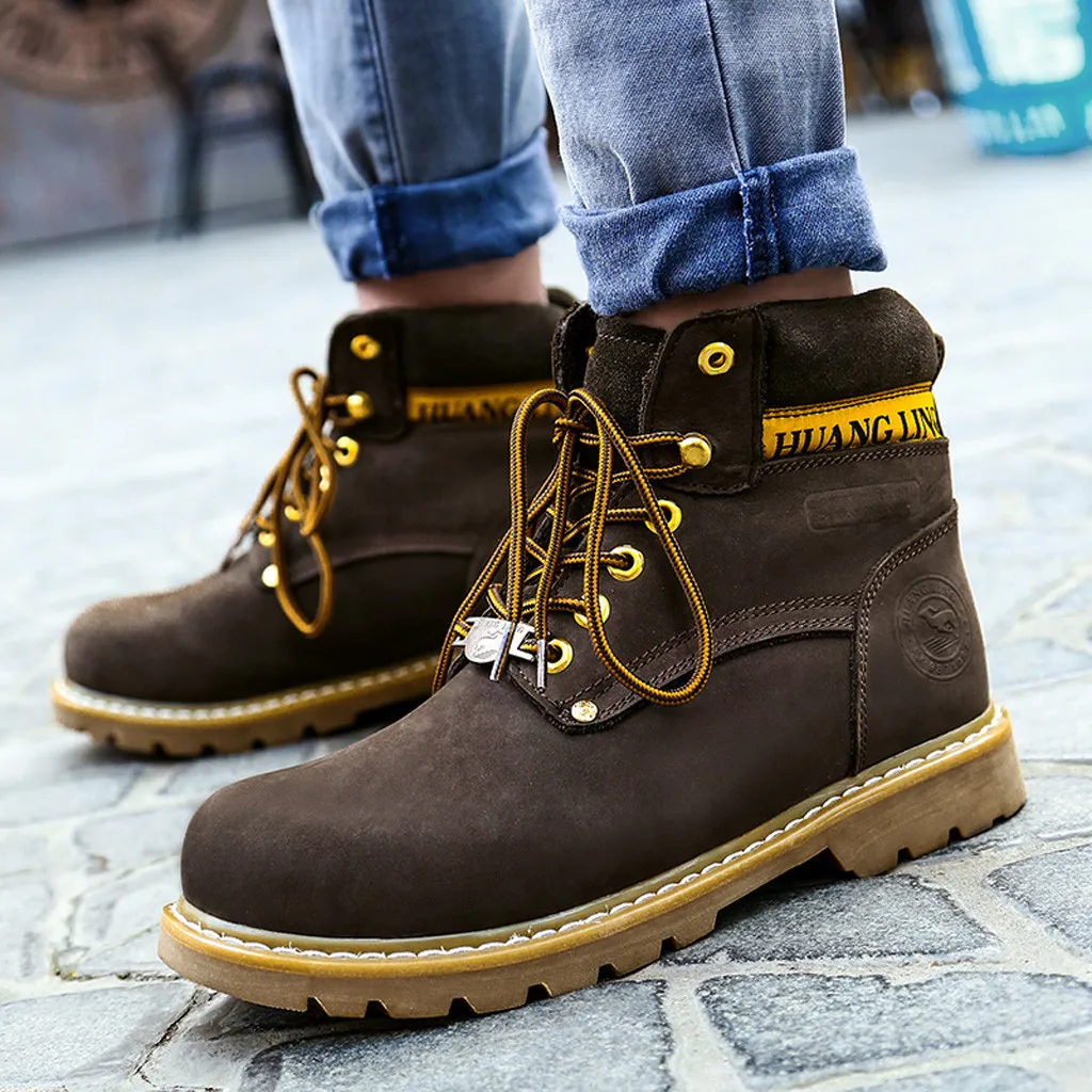 Men Platform Leather Boots Mens Work Boots Plus Size New Style Lace Up Ankle Snow Shoes Autumn And Winter High Help Boots
Men Platform Leather Boots Mens Work Boots Plus Size New Style Lace Up Ankle Snow Shoes Autumn And Winter High Help Boots