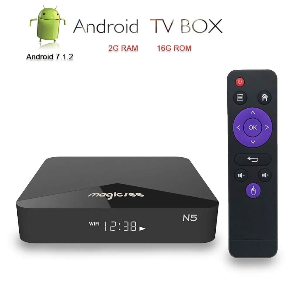 Magicsee N5 TV Box Android 7.1.2 Smart TV 4K IPTV Box H.265 Amlogic S905X DDR3 2G RAM/16G ROM BT4.1 Media Player
Magicsee N5 TV Box Android 7.1.2 Smart TV 4K IPTV Box H.265 Amlogic S905X DDR3 2G RAM/16G ROM BT4.1 Media Player