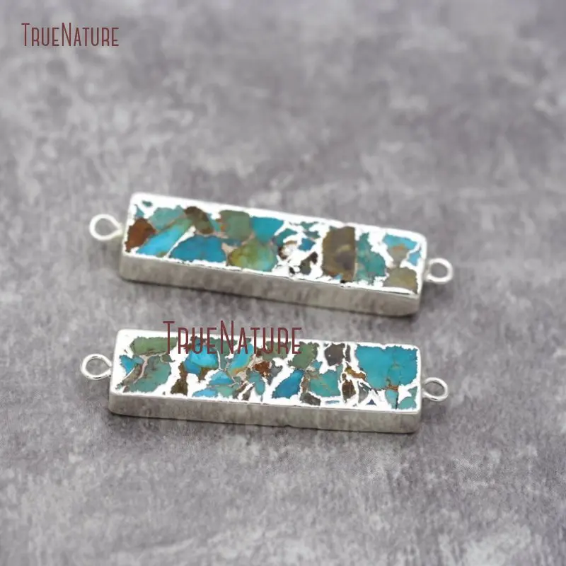 Rectangle Mosaic Turquoises Howlite Bar Double Bail Charm Connector Silver Plated Pendants PC26815
Rectangle Mosaic Turquoises Howlite Bar Double Bail Charm Connector Silver Plated Pendants PC26815