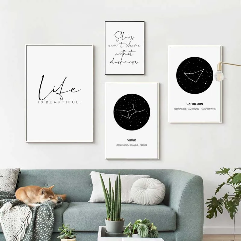 Canvas Painting Printed Home Decor Black And White Zodiac Zodiac Constellation Wall Artwork Modular Pictures Posters Bedroom
Canvas Painting Printed Home Decor Black And White Zodiac Zodiac Constellation Wall Artwork Modular Pictures Posters Bedroom