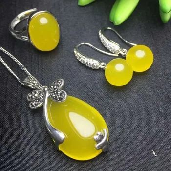 C39#925 silver inlaid natural chalcedony set, the jade face is clean and translucent
C39#925 silver inlaid natural chalcedony set, the jade face is clean and translucent