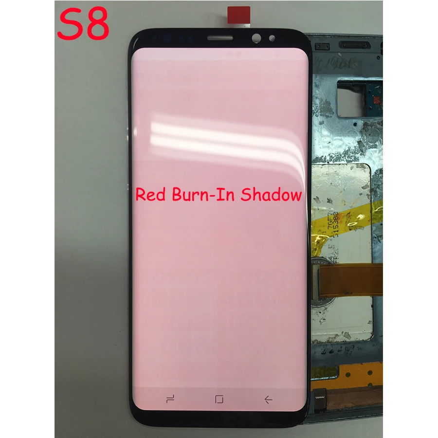 Display for S8 LCD +Frame Replacement for SAMSUNG Galaxy S8 G950 G950F Display S8 Plus G955 G955F Touch Screen Red Burn-Shadow (4)