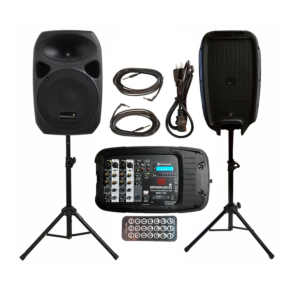 STARAUDIO 10 Inch 1500W PA Active Stage Bluetooth Speakers DJ Club Karaoke KTV Audio Speaker Stands Powered Mixer Cables SSD-10A
STARAUDIO 10 Inch 1500W PA Active Stage Bluetooth Speakers DJ Club Karaoke KTV Audio Speaker Stands Powered Mixer Cables SSD-10A
