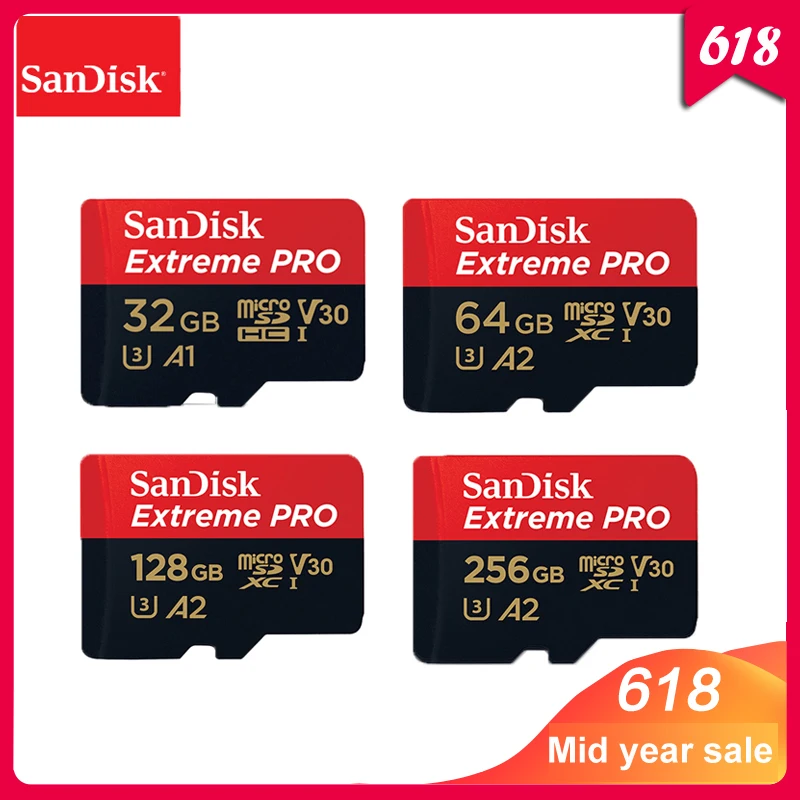 Original Sandisk Extreme Pro Micro SD Card up to 170MB/s A2 V30 U3 64GB 128GB 256GB Sandisk TF Card Memory Card With SD Adapter
Original Sandisk Extreme Pro Micro SD Card up to 170MB/s A2 V30 U3 64GB 128GB 256GB Sandisk TF Card Memory Card With SD Adapter