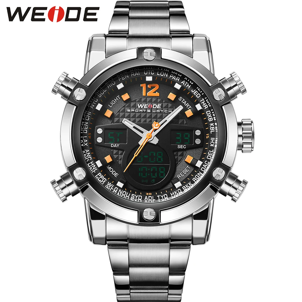 WEIDE Fashion Sports Watches Men Stainless Steel Band Waterproof Analog-Digital Display Quartz Movement Big Dial Clock / WH5205
WEIDE Fashion Sports Watches Men Stainless Steel Band Waterproof Analog-Digital Display Quartz Movement Big Dial Clock / WH5205