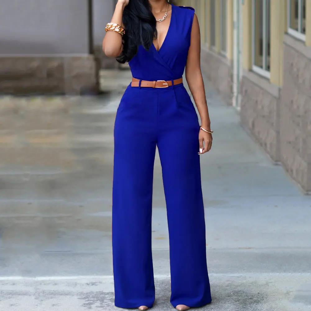 Hot Fashion Summer Women Jumpsuit With Belt Sexy V Neck Solid Color Sleeveless High Waist Wide Leg Romper Ladies Jumpsuits SMA66
Hot Fashion Summer Women Jumpsuit With Belt Sexy V Neck Solid Color Sleeveless High Waist Wide Leg Romper Ladies Jumpsuits SMA66