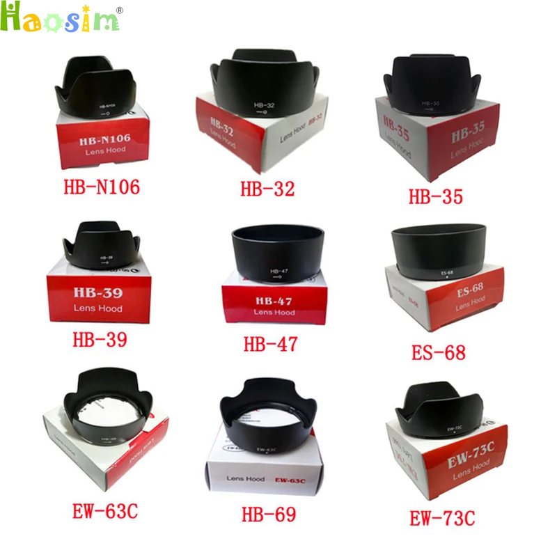 For HB-N106 HB-32 HB-35 HB-39 HB-47 HB-69 ES-68 EW-63C EW-73C camera Lens Hood for nikon/canon lens camera with package box
For HB-N106 HB-32 HB-35 HB-39 HB-47 HB-69 ES-68 EW-63C EW-73C camera Lens Hood for nikon/canon lens camera with package box