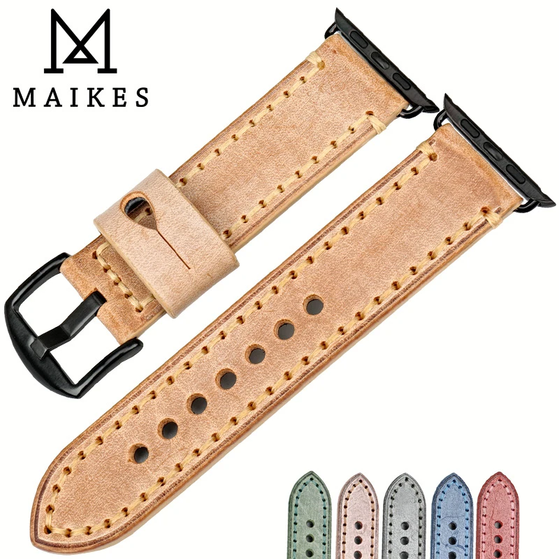 

MAIKES Watch Accessories genuine leather watch strap for Apple watch band 42mm 38mm iwatch 44mm 40mm series 5 4 3 2 1 watchbands