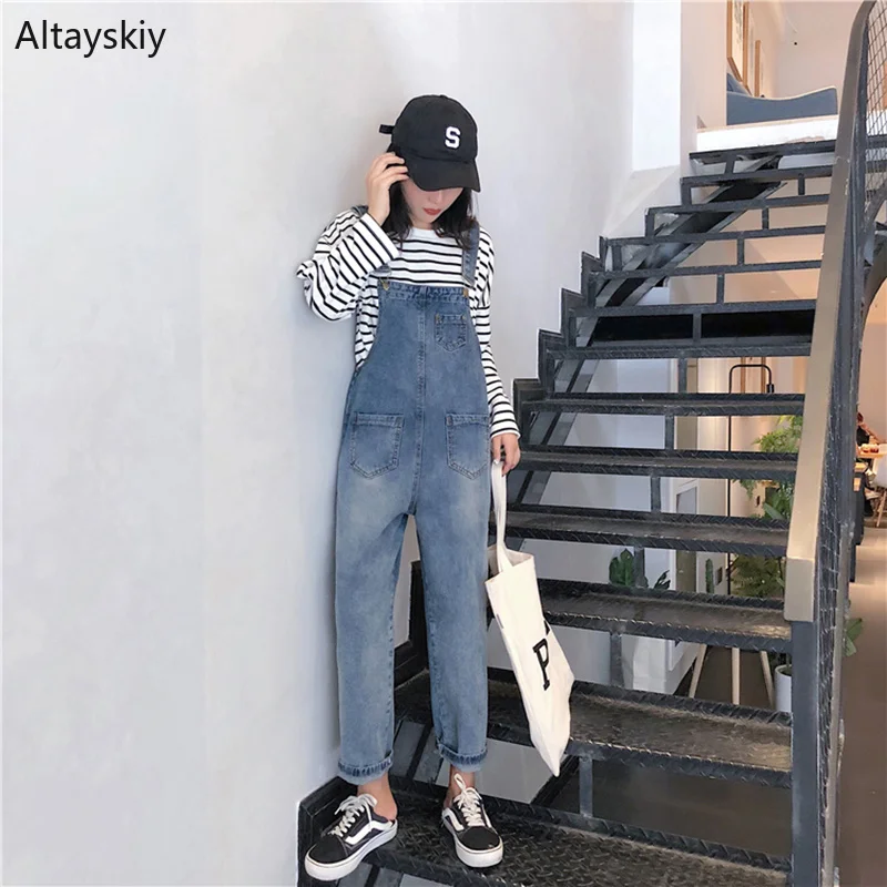 Jumpsuits Women Simple Retro All-match Loose Students Trendy Solid Pockets Korean Style Straight Womens Soft Female Jumpsuit New
Jumpsuits Women Simple Retro All-match Loose Students Trendy Solid Pockets Korean Style Straight Womens Soft Female Jumpsuit New