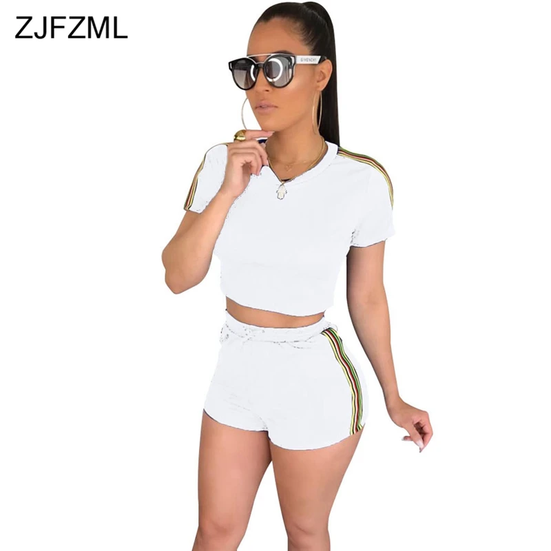 ZJFZML Rainbow Side Stripe Sexy Two Piece Set Women Short Sleeve O Neck Crop T Shirt And Bodycon Short Summer 2 Pcs Matching Set
ZJFZML Rainbow Side Stripe Sexy Two Piece Set Women Short Sleeve O Neck Crop T Shirt And Bodycon Short Summer 2 Pcs Matching Set