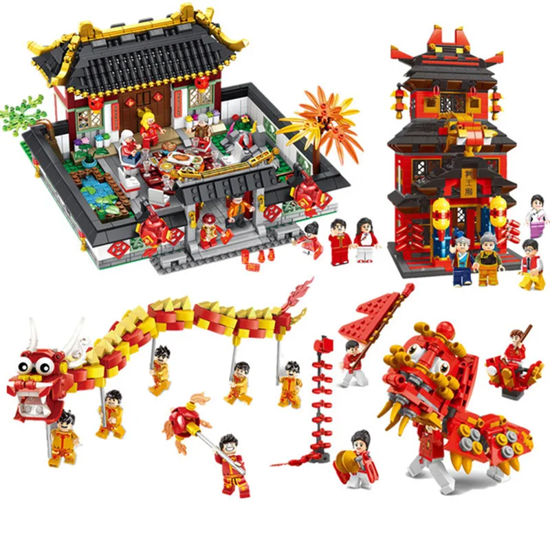 2019 City Chinese New Year'S Eve Dinner Brickheadz Boy Girl Model Dragon Dance Building Blocks Bricks Toys Compatible With Lego
2019 City Chinese New Year'S Eve Dinner Brickheadz Boy Girl Model Dragon Dance Building Blocks Bricks Toys Compatible With Lego