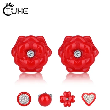 5pcs/Lot Red Ceramic Stud Earrings Different Style For Women Round Heart Flower Shape With Crystal Fashion Wedding Jewelry Gifts
5pcs/Lot Red Ceramic Stud Earrings Different Style For Women Round Heart Flower Shape With Crystal Fashion Wedding Jewelry Gifts