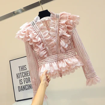 silk unlined upper garment of sweet female flowers hollow-out the falbala temperament cultivate Ruffle Collar Sleeve shirt 2019
silk unlined upper garment of sweet female flowers hollow-out the falbala temperament cultivate Ruffle Collar Sleeve shirt 2019