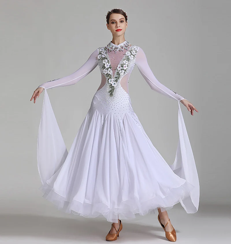 White Ballroom Competition Dance Dresses Women 2019 New Long Sleeve Waltz Dance Skirt Standard Ballroom Dancing Dress Adult
White Ballroom Competition Dance Dresses Women 2019 New Long Sleeve Waltz Dance Skirt Standard Ballroom Dancing Dress Adult