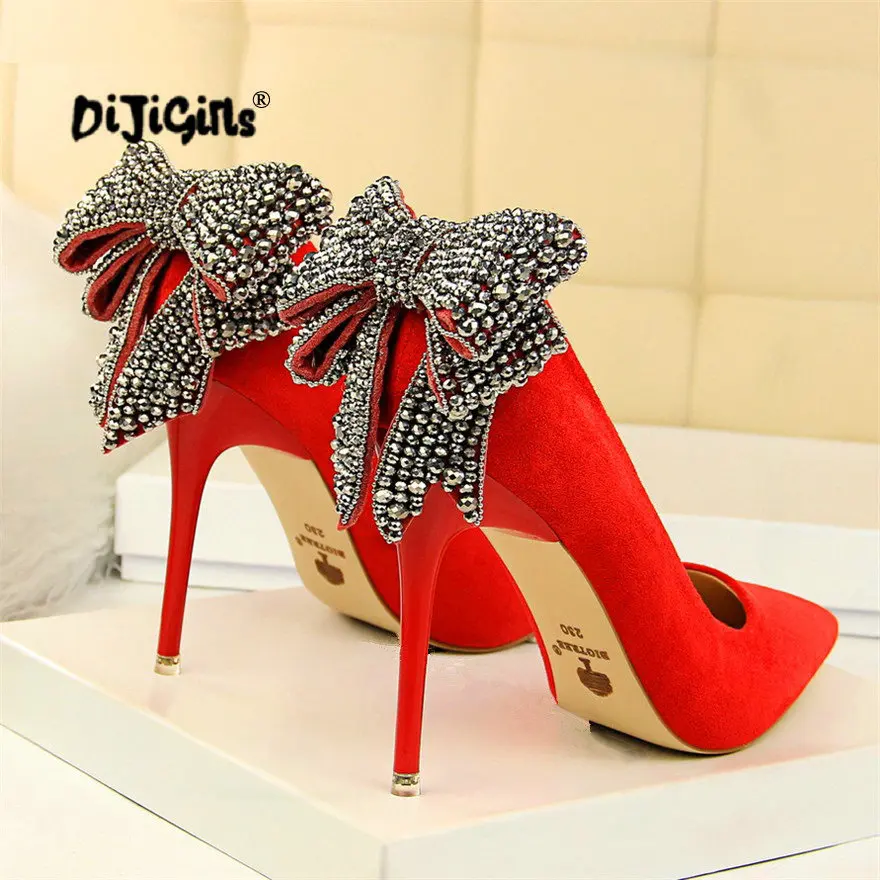 Women's Elegant Crystal Butterfly-knot Shallow Wedding Shoes Korean Fashion Women Pumps Pointed Toe High Heels Shoes Drop Ship
Women's Elegant Crystal Butterfly-knot Shallow Wedding Shoes Korean Fashion Women Pumps Pointed Toe High Heels Shoes Drop Ship