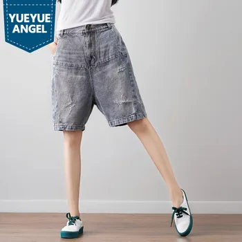 Summer Casual Shorts Jeans for Women Vintage Ripped Grey Knee Length Denim Pants Loose Fitness Persinalized Short Feminino
Summer Casual Shorts Jeans for Women Vintage Ripped Grey Knee Length Denim Pants Loose Fitness Persinalized Short Feminino