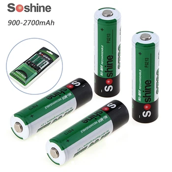 

4pcs Soshine Ni-MH 1.2V AAA 900mAh-2700mAh Rechargeable Batteries + Portable Battery Box for Camera / Toys High Quality