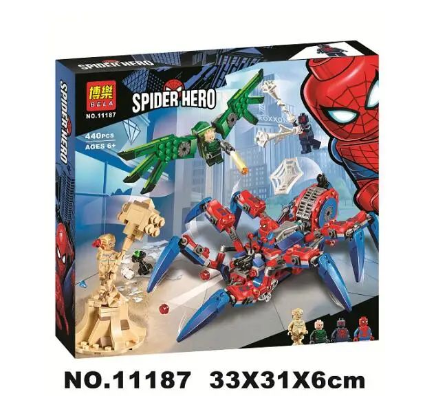 Bela 11187 Super Hero 440pcs Spider Man Spider Crawler Building Children's Toys Gift For Children Toys Compatible Legoing
Bela 11187 Super Hero 440pcs Spider Man Spider Crawler Building Children's Toys Gift For Children Toys Compatible Legoing
