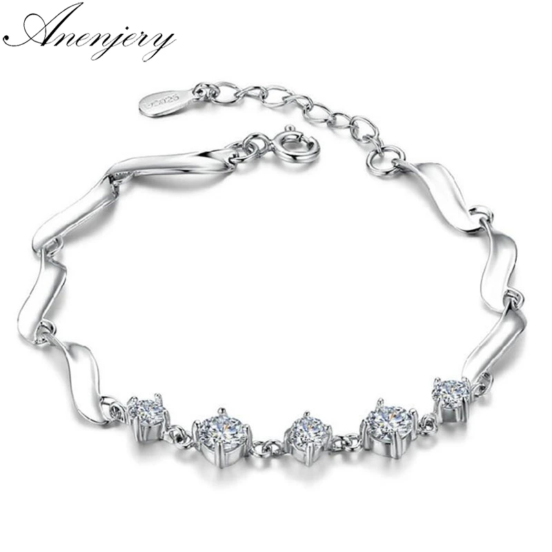 Anenjery Simple Fashion 925 Sterling Silver Four-claw Zircon Heart Bracelet For WomenValentine's Day Gift pulseira S-B155
Anenjery Simple Fashion 925 Sterling Silver Four-claw Zircon Heart Bracelet For WomenValentine's Day Gift pulseira S-B155