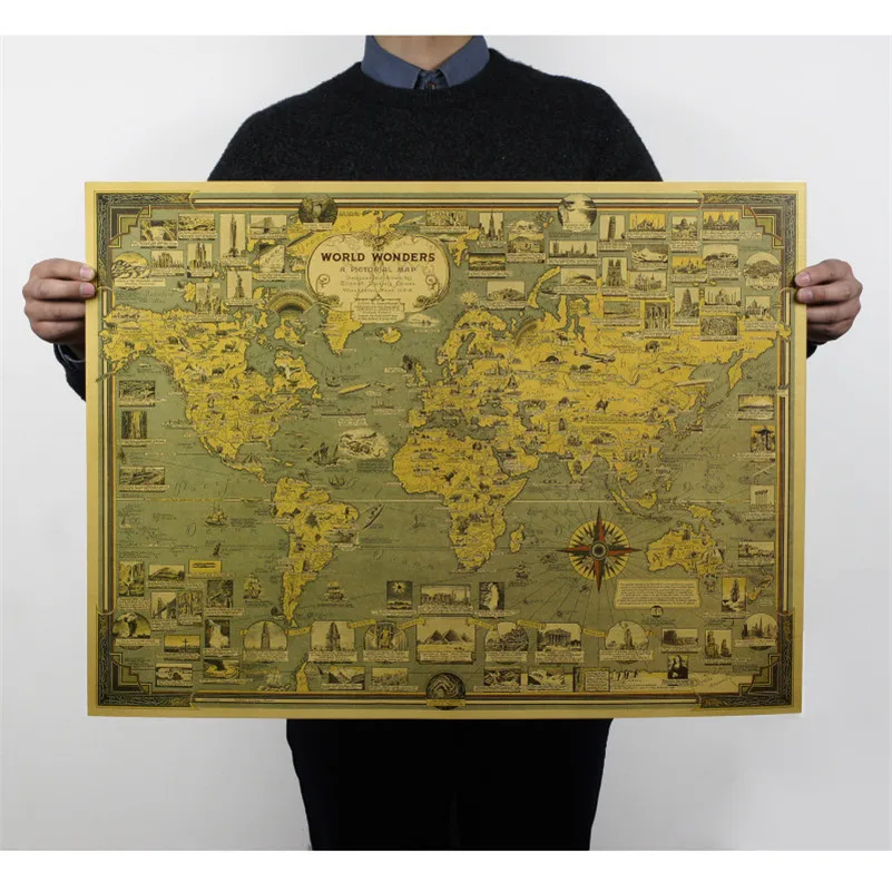 Large world Architectural marvel landmark Map poster Home Decor Antique Poster Retro for bar pub 51x68cm HD027
Large world Architectural marvel landmark Map poster Home Decor Antique Poster Retro for bar pub 51x68cm HD027