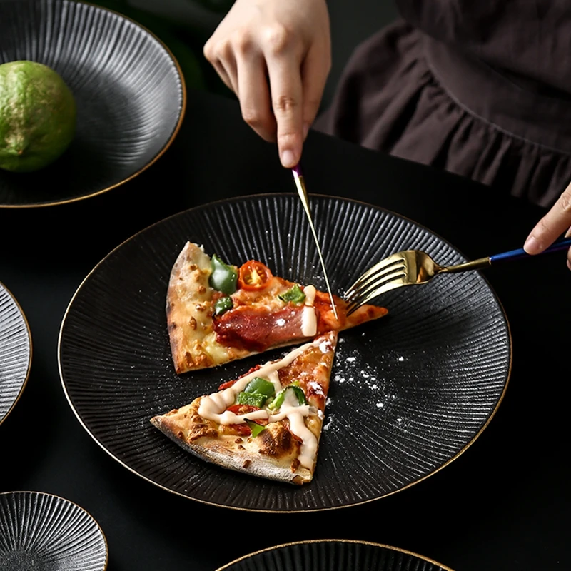 Matte black tableware dinner plate accent dessert plate household steak plate dinnerware set
Matte black tableware dinner plate accent dessert plate household steak plate dinnerware set