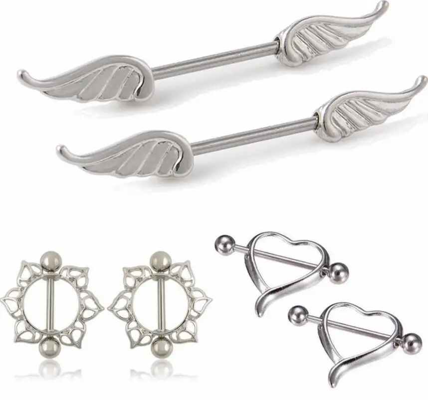 Hot 2pcs/lot 2016 Unisex Charm Personality Alloy Heart/Wing/ Flower Barbell Nipple Ring Body Piercing Fashion Jewelry
Hot 2pcs/lot 2016 Unisex Charm Personality Alloy Heart/Wing/ Flower Barbell Nipple Ring Body Piercing Fashion Jewelry