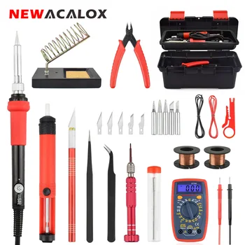 NEWACALOX EU/US 60W ESD Adjust Temp Soldering Iron Kit Welding Tool Set with Multimeter Glue Gun Solder Assist Set Repair Tools
NEWACALOX EU/US 60W ESD Adjust Temp Soldering Iron Kit Welding Tool Set with Multimeter Glue Gun Solder Assist Set Repair Tools