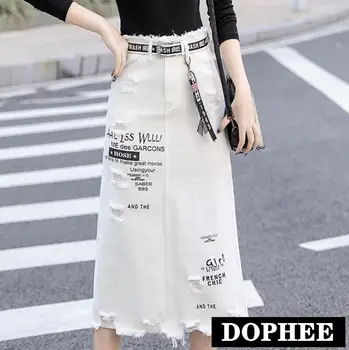 2019 Spring Summer Plus Size Denim Skirt New Letters Hole Ripped Women Package Hip Step White Jeans Skirts
2019 Spring Summer Plus Size Denim Skirt New Letters Hole Ripped Women Package Hip Step White Jeans Skirts