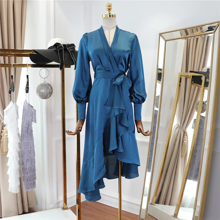 HIGH STREET New Stylish 2019 Designer Dress Women's Long Sleeve Lacing Belt Wrap Asymmetrical Dress
HIGH STREET New Stylish 2019 Designer Dress Women's Long Sleeve Lacing Belt Wrap Asymmetrical Dress