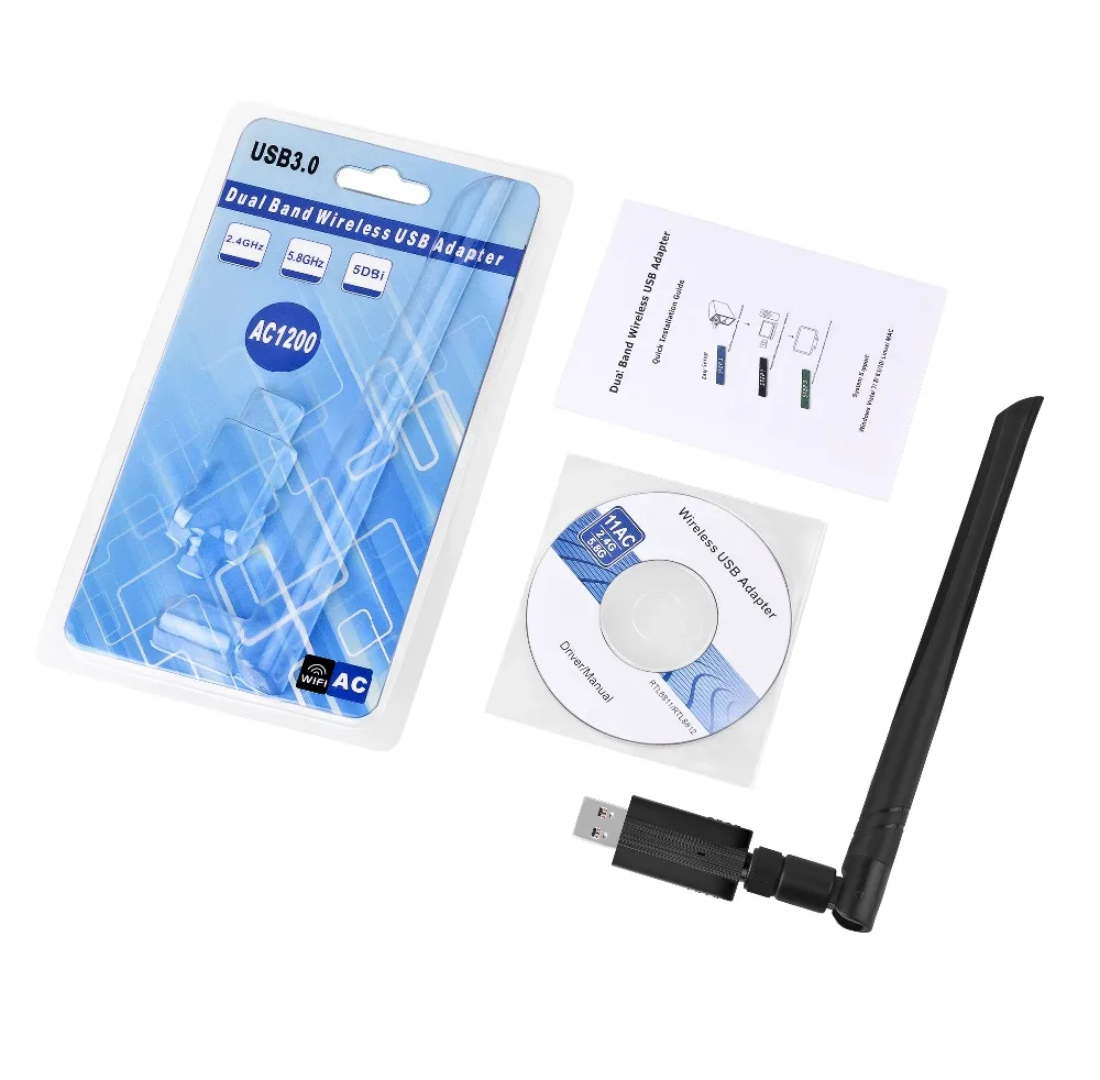 

Wireless Dual Band WiFi Adapter Dongle 2.4G 300Mbps 5G 866Mbps USB 3.0 Wifi Receiver Network Card 802.11ac High Speed Ethernet