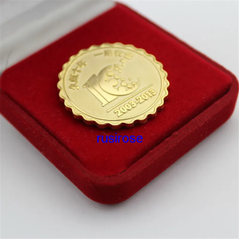 10th anniversary commemorative badges to order employees, 10 gold medals customized corporate anniversary, with red velvet box
10th anniversary commemorative badges to order employees, 10 gold medals customized corporate anniversary, with red velvet box