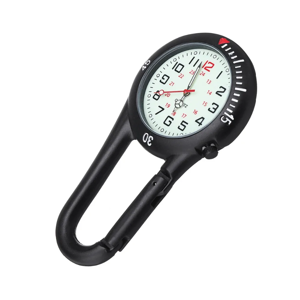 

Portable Outdoor Sport Pocketed Watch Men Women Mini Round Dial Arabic Numbers Nurses Quartz Analog Clip Carabiner Hook Watch