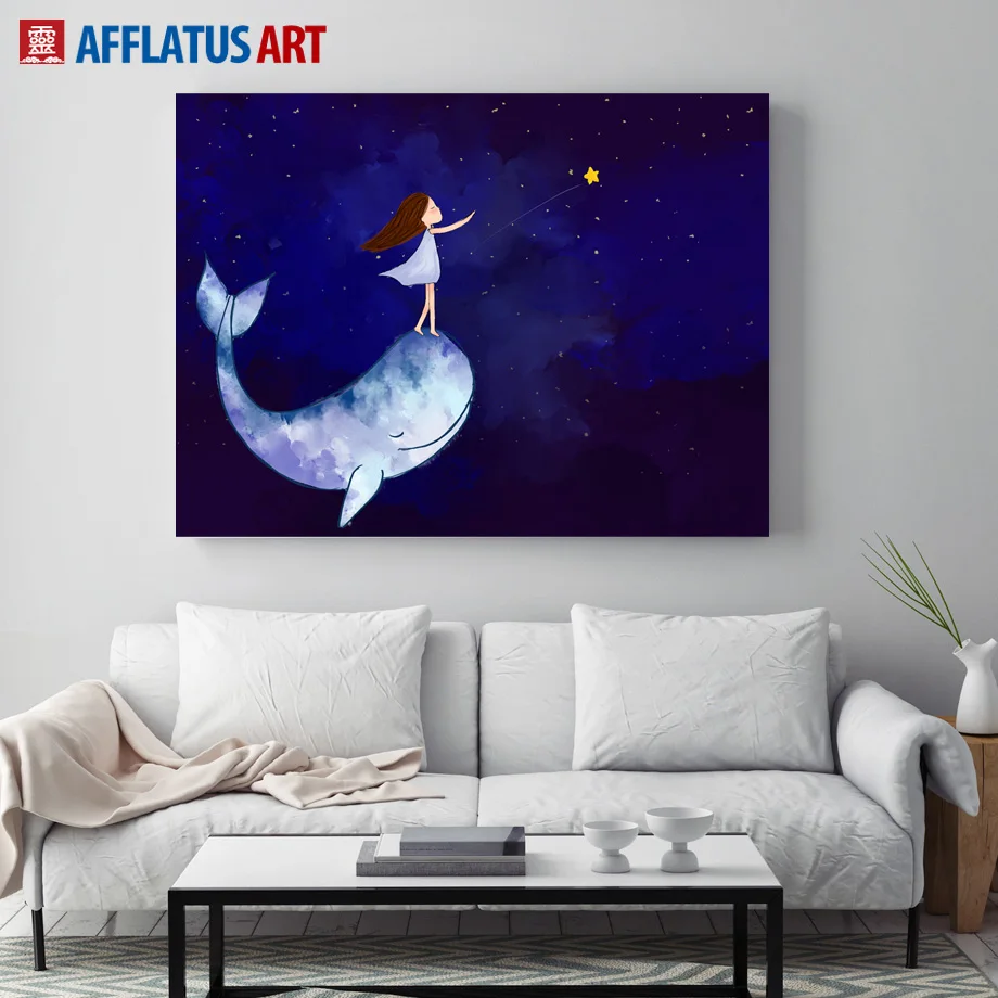 Whale Girl Star Landscape Wall Art Canvas Painting Posters And Prints Nordic Poster Wall Pictures For Living Room Bedroom Decor
Whale Girl Star Landscape Wall Art Canvas Painting Posters And Prints Nordic Poster Wall Pictures For Living Room Bedroom Decor