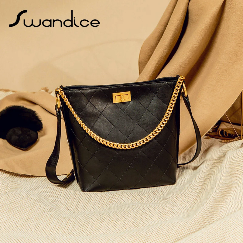 100% Real Genuine Cow Leather Chain Quilted Rhomboid Plaid Bucket Handbags Crossbody Messenger Shoulder Bags Women Female 2019
100% Real Genuine Cow Leather Chain Quilted Rhomboid Plaid Bucket Handbags Crossbody Messenger Shoulder Bags Women Female 2019