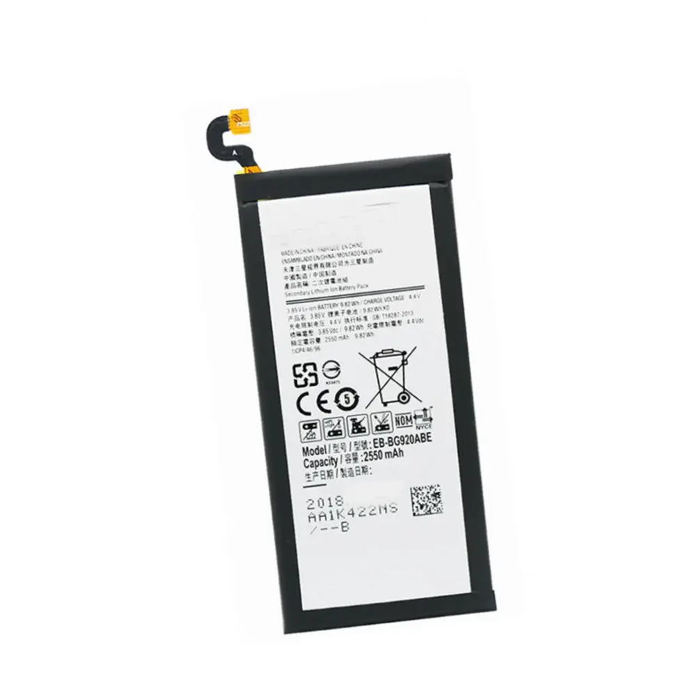 Аутентичная батарея EB-BG920ABE 2550mAh для Samsung Galaxy S6 SM-G920 G920F G920I G920A G920T G920V G920P G920S G9200 G9208