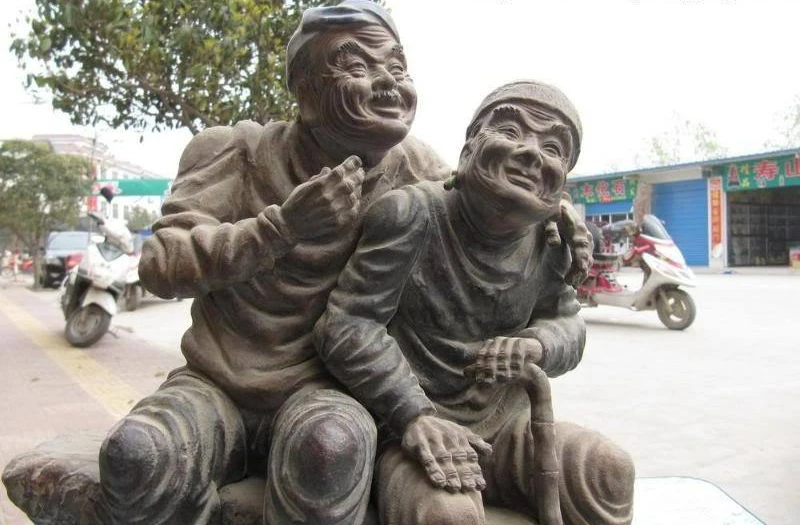 Chinese Folk WuCai porcelain Happiness Old Man for carline Statue