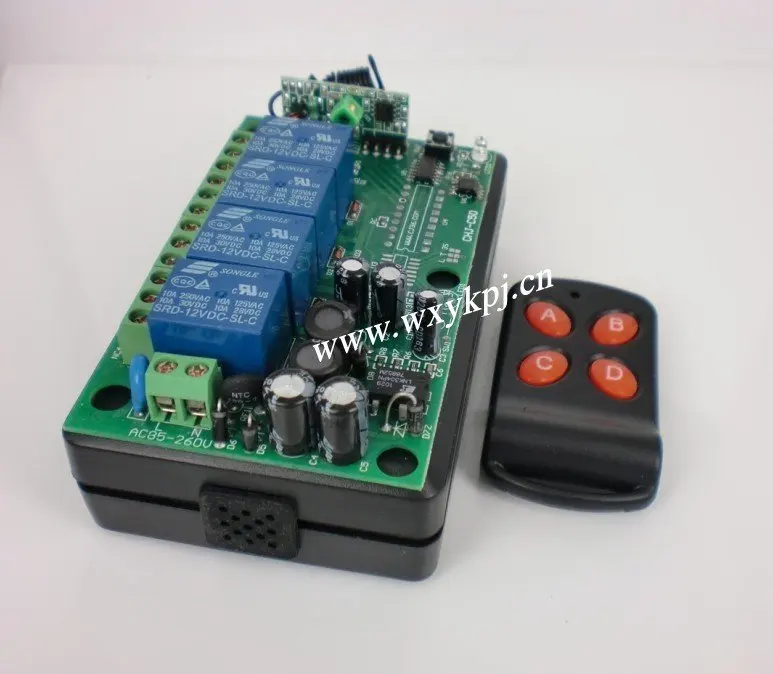 Factory Price Wide Rang Voltage 85V~220V 10A 4CH Channel RF Wireless Remote Control System Receiver & Transmitter 315-433MHZ
Factory Price Wide Rang Voltage 85V~220V 10A 4CH Channel RF Wireless Remote Control System Receiver & Transmitter 315-433MHZ