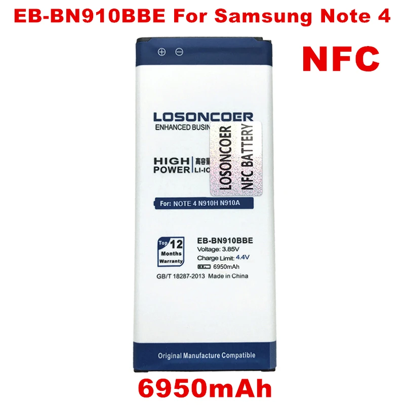 6950mAh EB-BN910BBE NFC for Samsung Galaxy Note 4 NFC Battery Note4 N910H N910A N910C N910U N910F N910FQ SCL24 N910X
6950mAh EB-BN910BBE NFC for Samsung Galaxy Note 4 NFC Battery Note4 N910H N910A N910C N910U N910F N910FQ SCL24 N910X