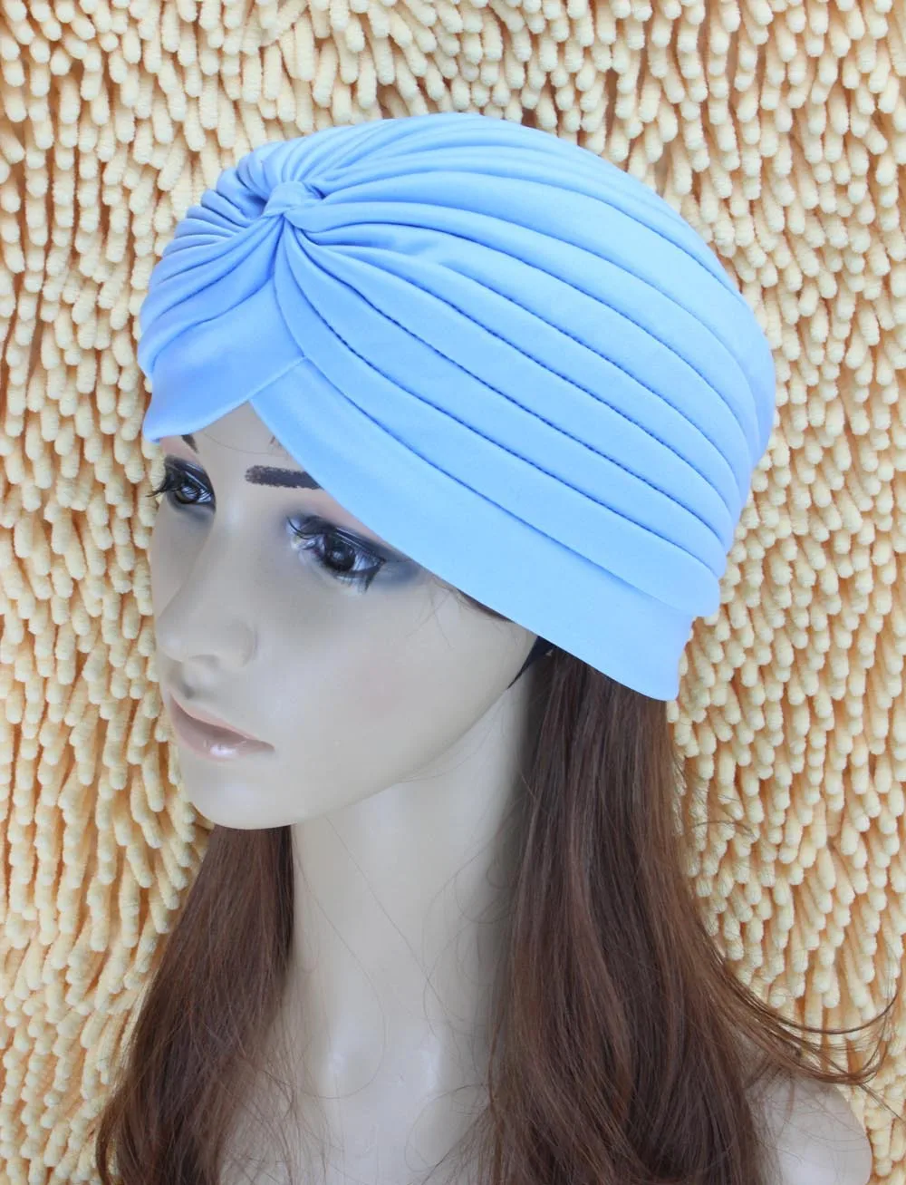2016 New Fashion Women Turban Hat Bohemia 21 Solid Color Fold Beanies Female Simple Autumn Bonnet Indian Turban Hats For Women (17)