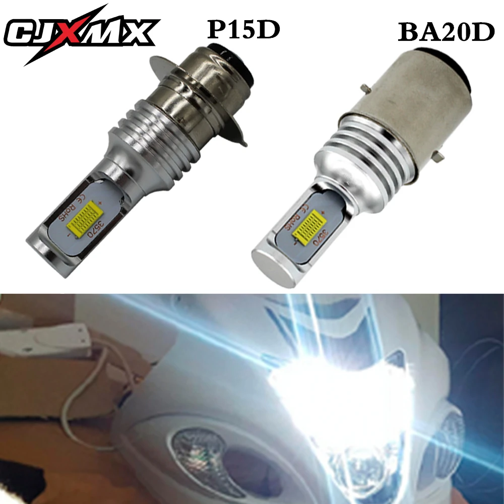 CJXMX 1Pcs P15D BA20D Canbus LED Motorcycle Headlight Bulb 1600LM 40W Super Bright led Moto Light 6500K Scooter Moto Accessories
CJXMX 1Pcs P15D BA20D Canbus LED Motorcycle Headlight Bulb 1600LM 40W Super Bright led Moto Light 6500K Scooter Moto Accessories