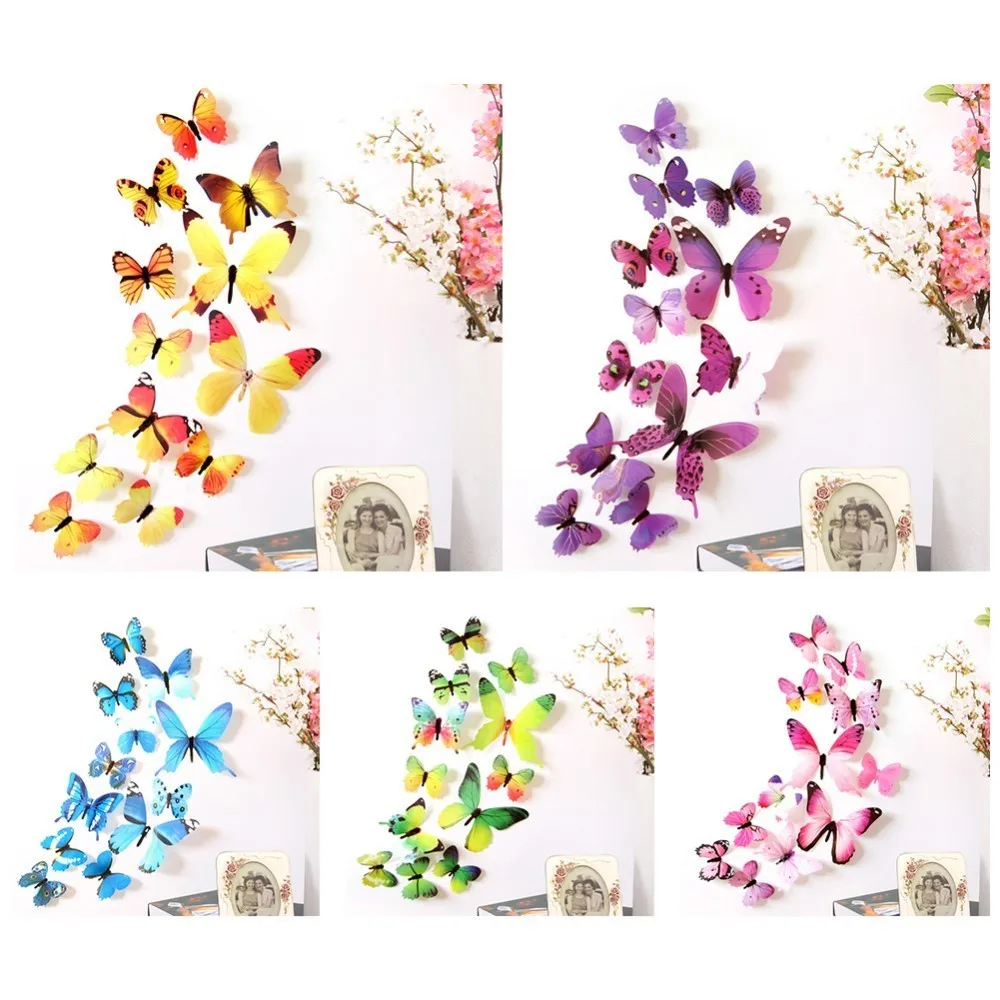 12pcs Simulation 3D Transparent Printing PVC Three-dimensional Simulation Butterfly Wall Stickers Home Decoration
12pcs Simulation 3D Transparent Printing PVC Three-dimensional Simulation Butterfly Wall Stickers Home Decoration