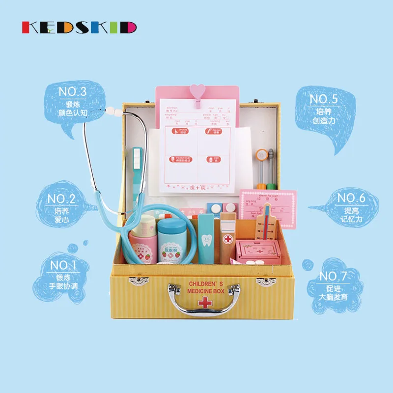wooden Doctor Play sets Simulation Medicine Box Pretent Doctor Toys Stethoscope Injections Funny Toys Children gifts
wooden Doctor Play sets Simulation Medicine Box Pretent Doctor Toys Stethoscope Injections Funny Toys Children gifts