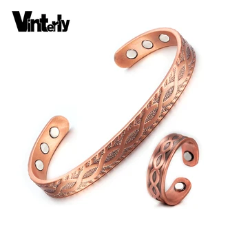 Vinterly Adjustable Cuff Ring Bracelets Bangles Pure Copper Bracelet Ring Women Health Energy Magnetic Jewelry Set for Women Men
Vinterly Adjustable Cuff Ring Bracelets Bangles Pure Copper Bracelet Ring Women Health Energy Magnetic Jewelry Set for Women Men