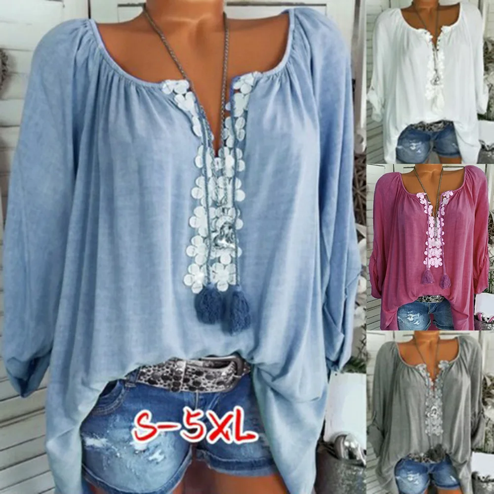 HEFLASHOR 2019 Fashion Women Blouses Long Sleeve V-neck Top Boho Female Shirt Solid Shirts Casual Loose Streetwear Plus Size 5XL
HEFLASHOR 2019 Fashion Women Blouses Long Sleeve V-neck Top Boho Female Shirt Solid Shirts Casual Loose Streetwear Plus Size 5XL