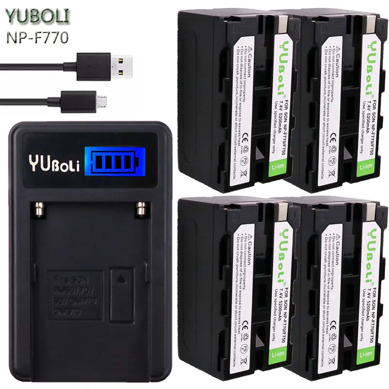 NP-F750 Li-ion Replacement 5200mAh Battery (4-Pack) and LCD USB Charger for Sony NP-F750 NP-F770 Camcorder LED Video Light D&F
NP-F750 Li-ion Replacement 5200mAh Battery (4-Pack) and LCD USB Charger for Sony NP-F750 NP-F770 Camcorder LED Video Light D&F
