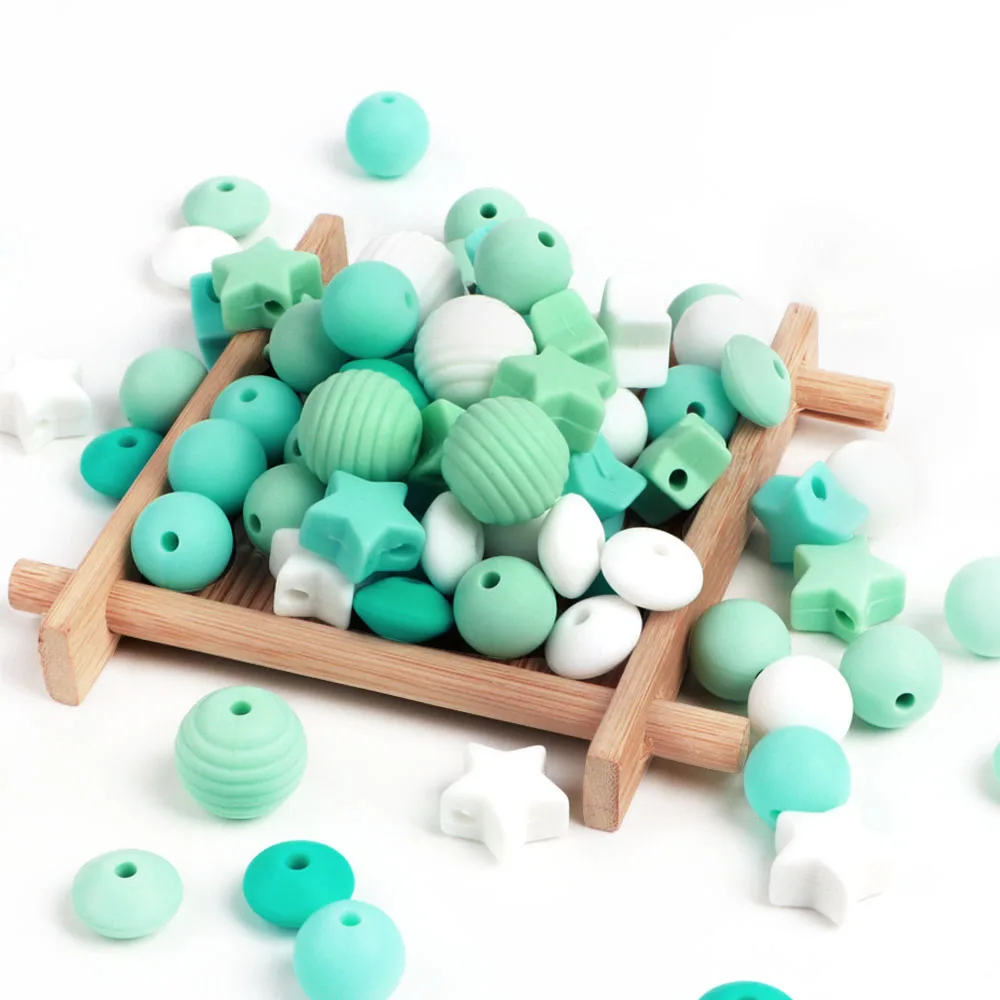 TYRY.HU 100pc Silicone Beads Baby Lentil Spiral Star Shape Nuring Teething Beads Sets For Baby Jewelry Making Accessories DIY
TYRY.HU 100pc Silicone Beads Baby Lentil Spiral Star Shape Nuring Teething Beads Sets For Baby Jewelry Making Accessories DIY