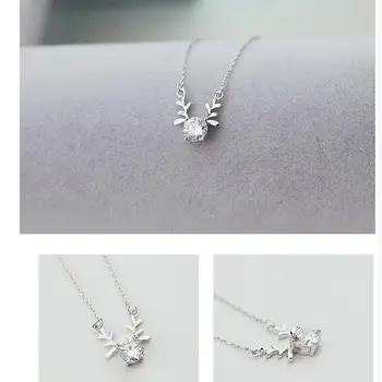 WANG Necklace Female 925 silver Clavicular chain Lovely elk Jewelry small deer Pendant student Christmas gift
WANG Necklace Female 925 silver Clavicular chain Lovely elk Jewelry small deer Pendant student Christmas gift