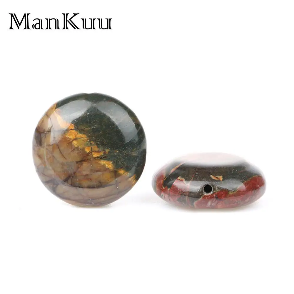 Плоские круглые бусины из красного кофейного соснового камня Mankuu 20 мм для