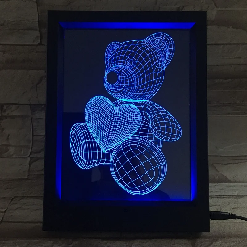 Creative USB Colorful Love Bear 3D Frame Night Light LED Acrylic Remote Control Lamp Hotel Bedroom Home Decoration Lighting
Creative USB Colorful Love Bear 3D Frame Night Light LED Acrylic Remote Control Lamp Hotel Bedroom Home Decoration Lighting